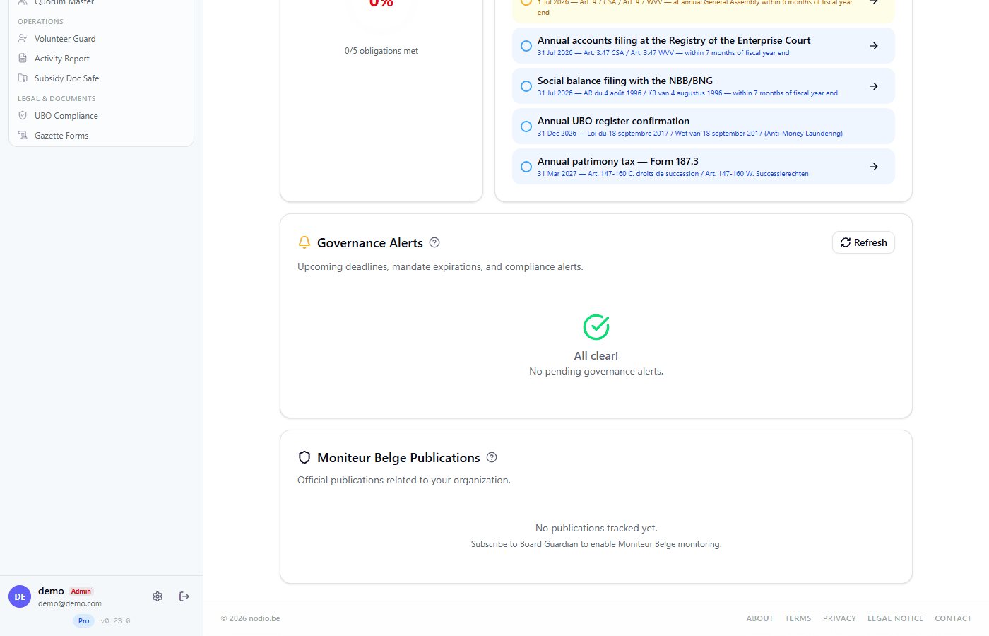 Compliance alerts