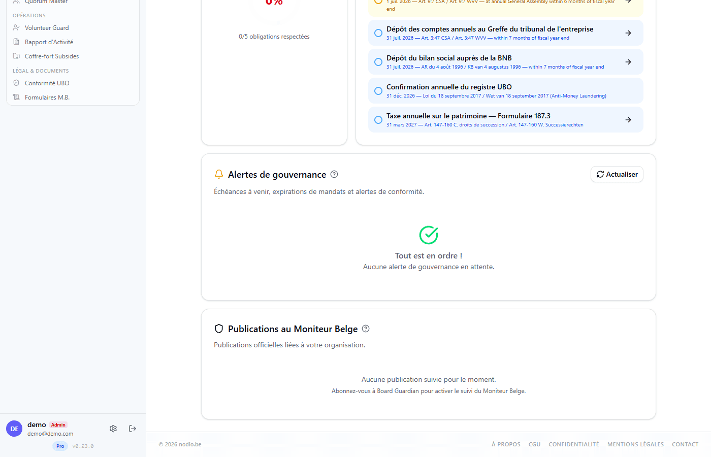 Alertes de conformité