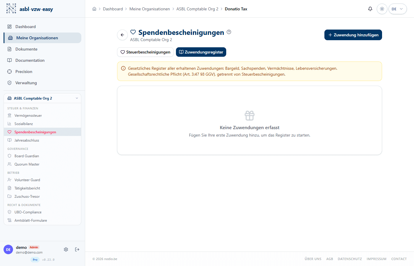 Spende registrieren