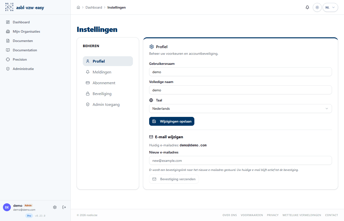 Accountinstellingen