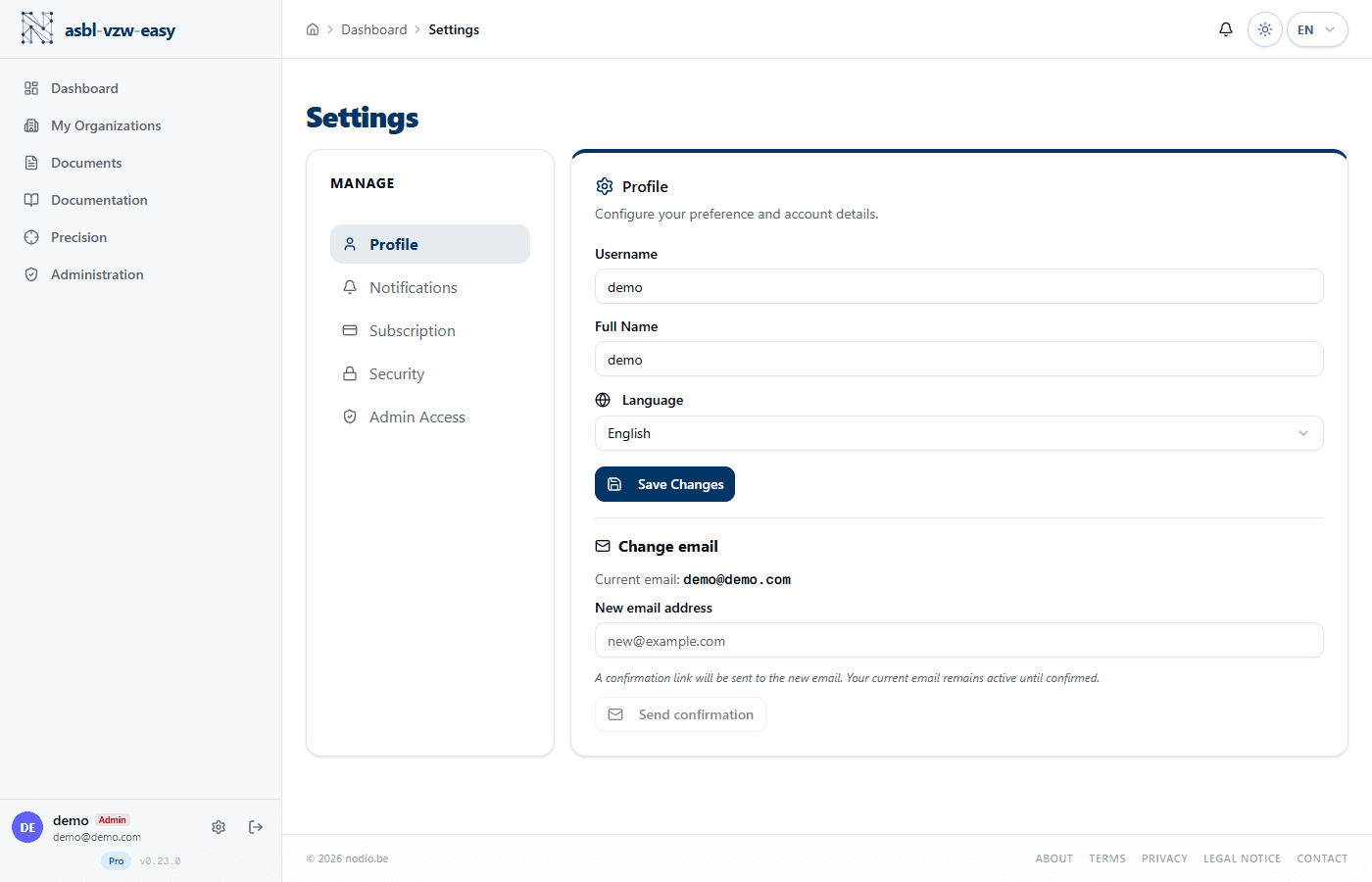 Account settings
